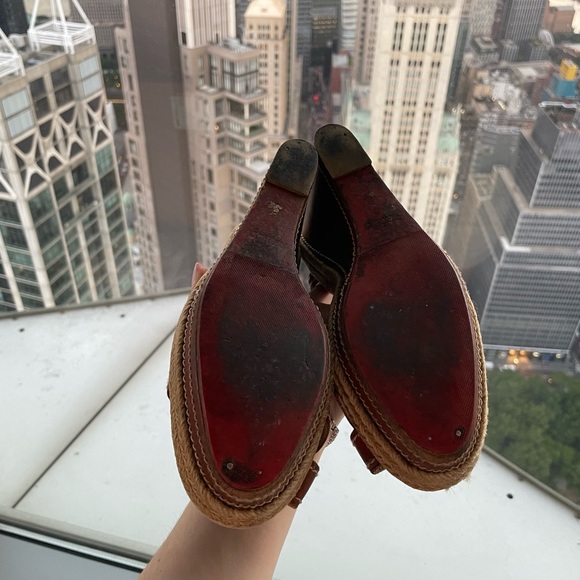 Christian Louboutin Brown Pig Stitching Wedge Sandal 4.5” - Picture 5 of 5